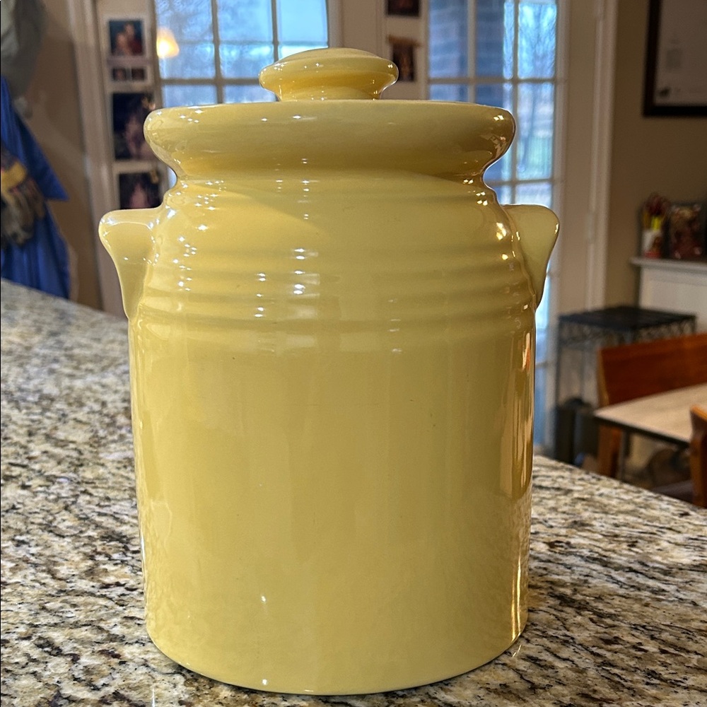 Gibson Houseware Large Yellow Ceramic Jar with Lid - Microwave & Dishwasher Safe - Picture 3 of 14